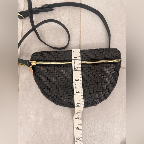 Clare V. Petite Fanny Black Woven Leather Shoulder Bag Black - Picture 10 of 11